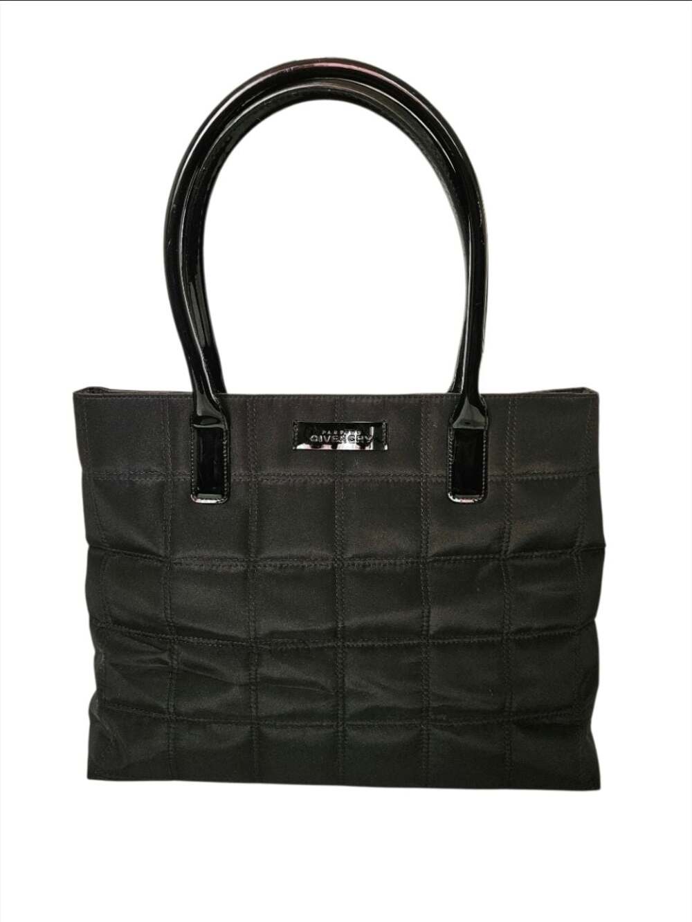 Givenchy Parfums Black Quilted Nylon Tote Bag with Patent Handles